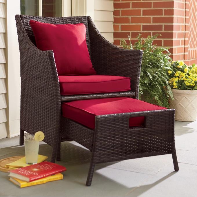 Forever Wicker Chair with Ottoman, , large
