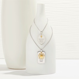 Two-Tone Stainless Steel Inspirational Pendant, , large