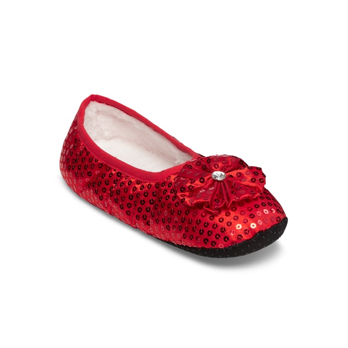 Women's Sequined Footie Slippers, , large