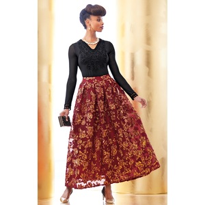 Isabella Floral & Mesh Ball Skirt, , large