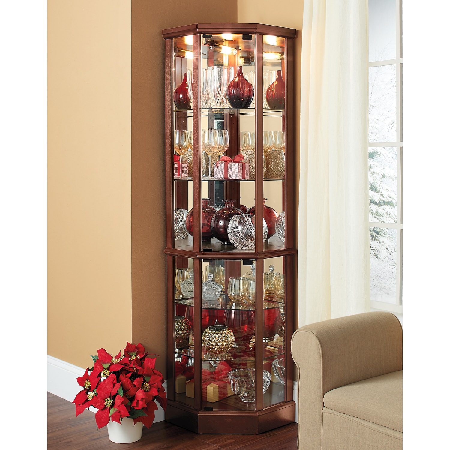 Large corner cheap curio cabinet