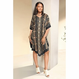 Amari Women&rsquo;s Caftan with V-Neckline and Asymmetrical Hankie Hem, , large