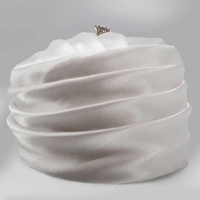 Embellished Satin Flower Turban, , large