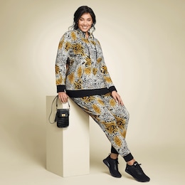 Printed French Terry Active Set with 3/4 Zip, , large