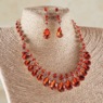 Crystal Pear/Goldtone Filigree Necklace & Earring Set, , large