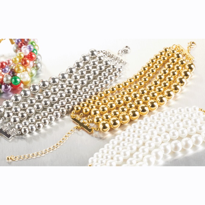 Multi-Strand Bead Bracelet, Goldtone, large