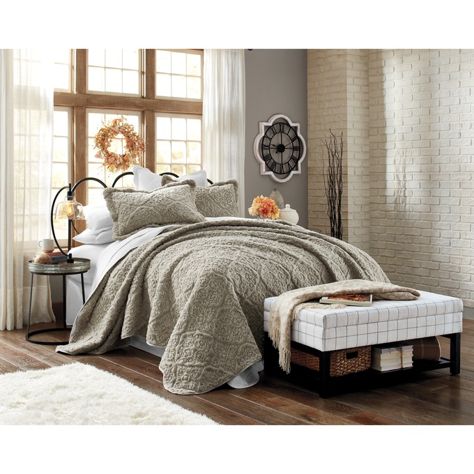 Hudson Storage Bench, Ivory Windowpane, large