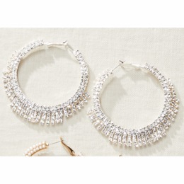 Stone Fringe Hoops, , large