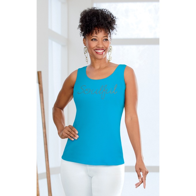 Soulful Rhinestone Tank, , large