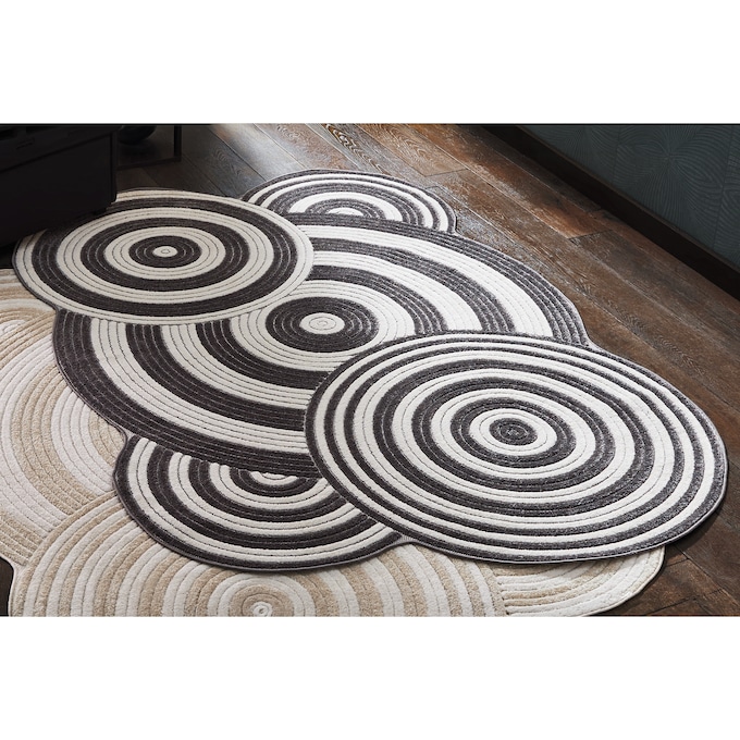 Contour Rings Rug, Ivory Gray, large