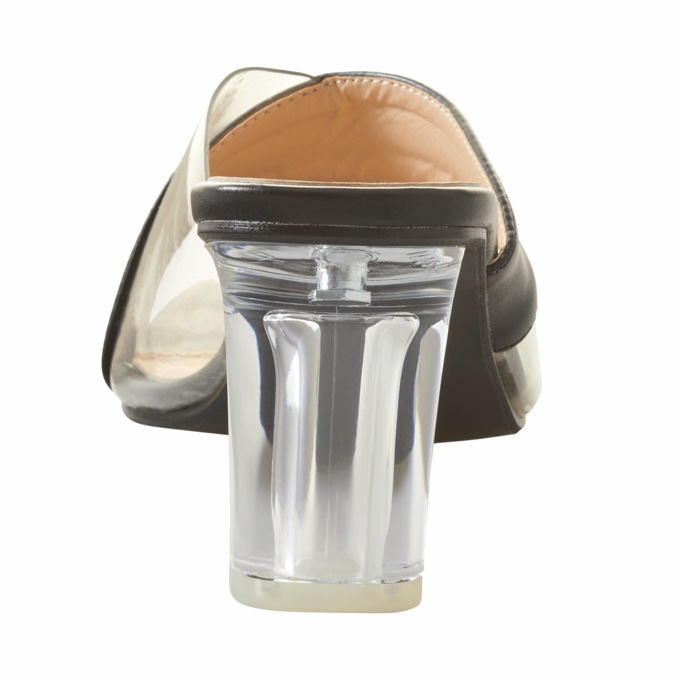 Maleesa Women's Slide with Faux-Leather Strap & 2.75” Clear Heel, , large