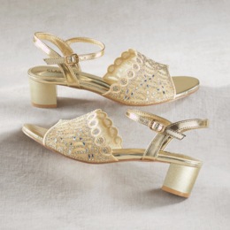 Classique Embellished Ankle Strap Sandal with Mesh, Rhinestones and Glitter, , large