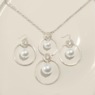 Double Ring Faux-Pearl and Crystal Necklace/Earring Set, , large