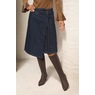 Deana Asymmetrical Faux-Wrap Denim Skirt with Pleats and O-Ring Belt, , large