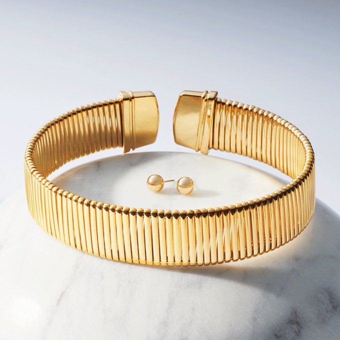 Bar Choker Necklace & Earring Set, , large