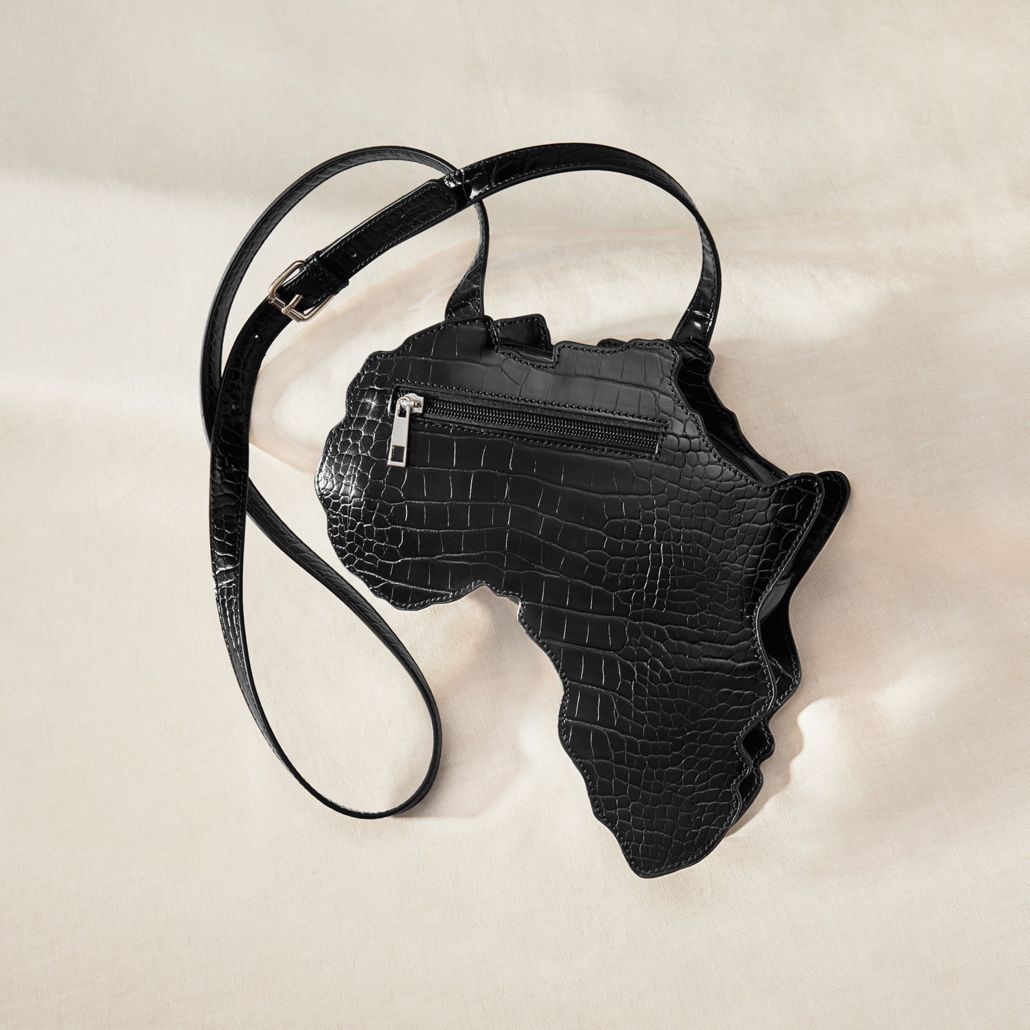 Africa-Shaped Bag with Faux-Leather Croco-Embossed Design | ASHRO