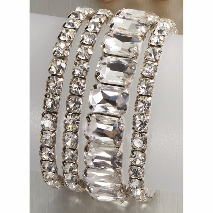 Stretch Bracelet Set, Silvertone, large