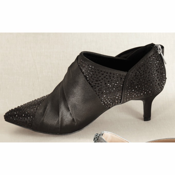 Rhinestone Satin Bow Shootie for Women with Memory Foam and 2.25" Heel, , large