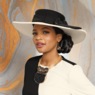 Soraya Two-Tone Wide-Brim Statement Hat, , large