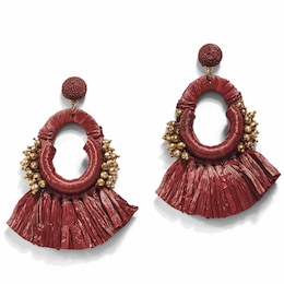 Oval Tassel Drop Earrings, , large
