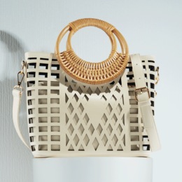 Cane-Handle Cutout Satchel, , large