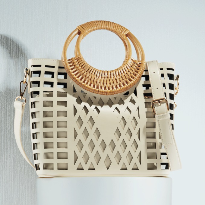 Cane-Handle Cutout Satchel, , large