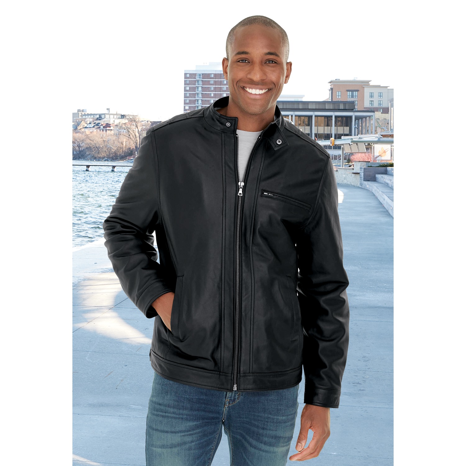 Sherpa lined leather jacket discount