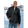 Sherpa-Lined Leather Coat, Black, large