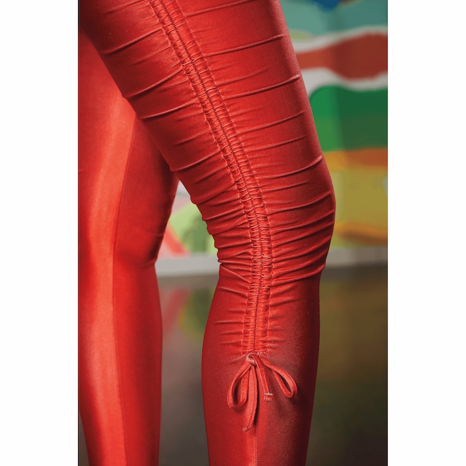 Jamila Fitted Stretch Ruched Active Set with Zip Jacket and Legging-Style Pant, , large