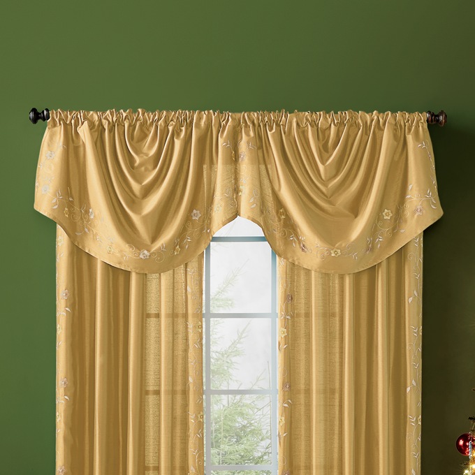 Embroidered Taffeta Draped Ascot, , large