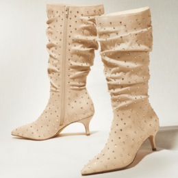 Ashro Rhinestone-Studded Scrunch Boot, , large
