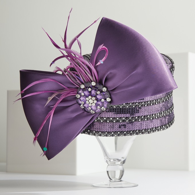 Whittall & Shon Shanice Big-Bow Hat, Purple, large