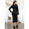 Metallic Diamond-Pattern Sweater Dress, , large