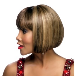 Vivica Fox Human-Hair Bob Wig, Medium Dark Brown Honey Blonde Copper Blonde, large