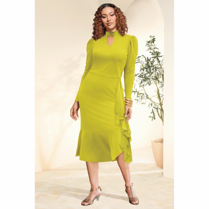 Delida Ruffly Sheath Dress, , large