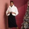 Cora Cropped Faux-Fur Jacket, Ivory, large