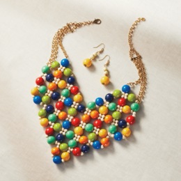 Color Bead Bib Necklace &amp; Earring Set, , large