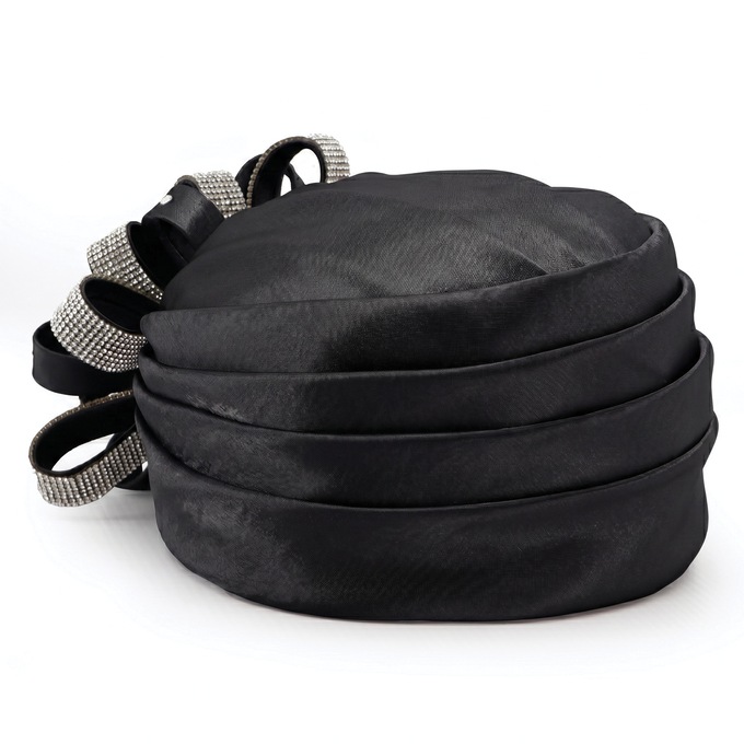Embellished Satin Flower Turban, , large