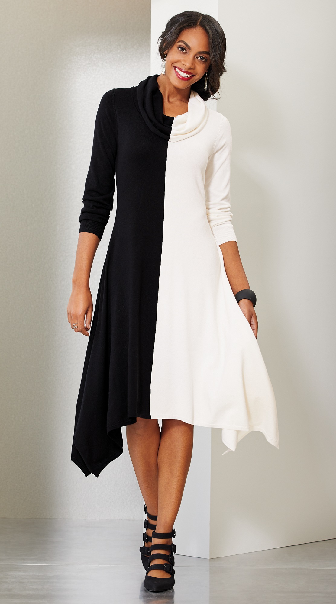 ashro black and white dress