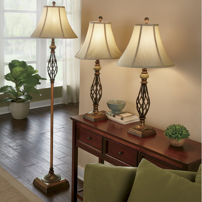 3 Piece Floor And Table Lamp Set Ashro 3 Piece Floor And Table Lamp Set Ashro, Floor And Desk Lamp Set