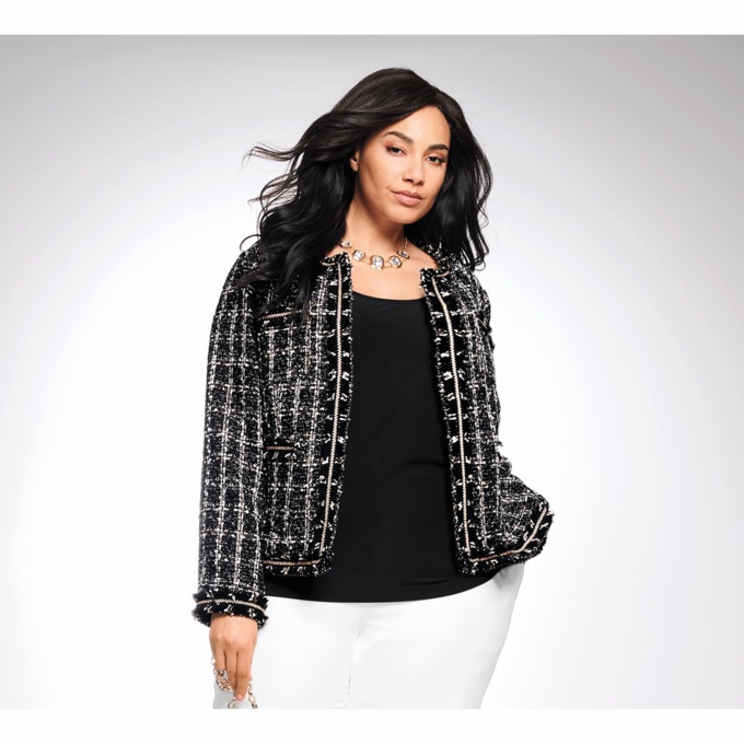 Plaid Crop Jacket , , large