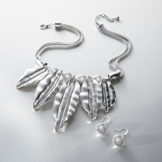 Leaf Necklace and Earring Set, , large