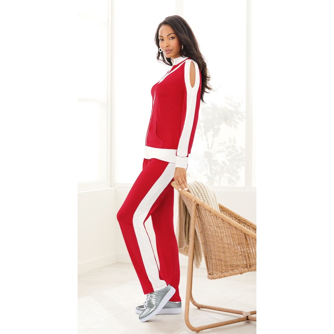 Krysta Cold-Shoulder Active Set, Red/White, large