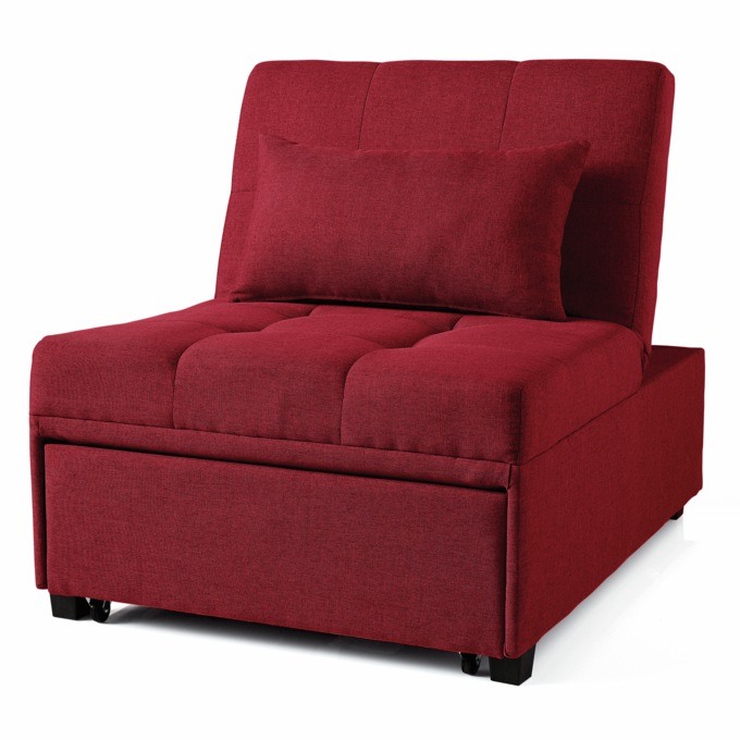 Cali Convertible Chair, Red, large