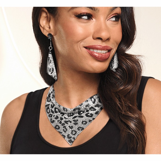 Spot/Mesh Necklace and Earring Set, , large