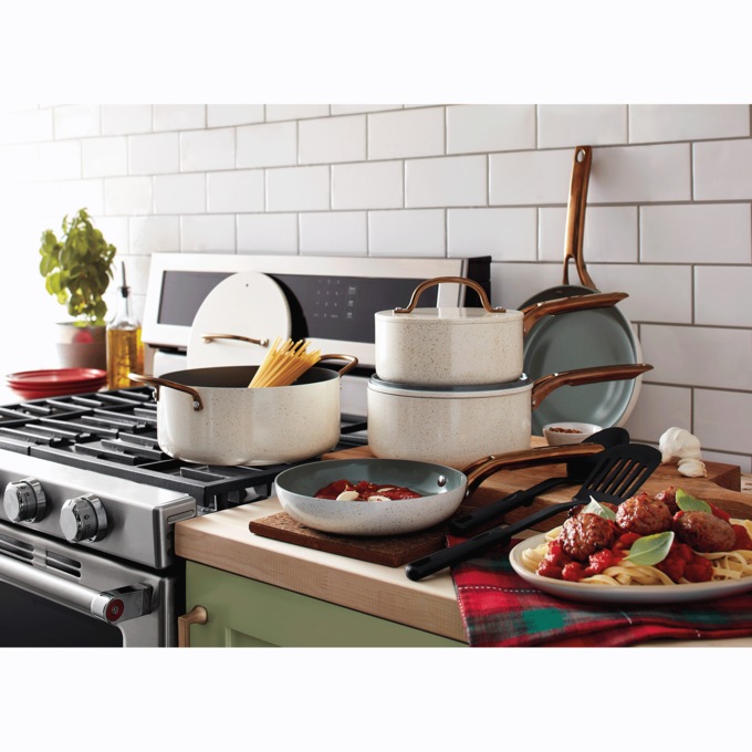 10-Piece Homestead Aluminum Cookware Set with Metallic Accents, , large