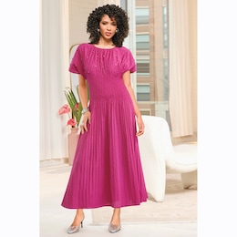 Zinua Pleated-Waist Women&rsquo;s Embellished Maxi Dress with Dolman Sleeves, , large