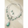 Green Faux-Pearl/Crystal Necklace & Earring Set, , large