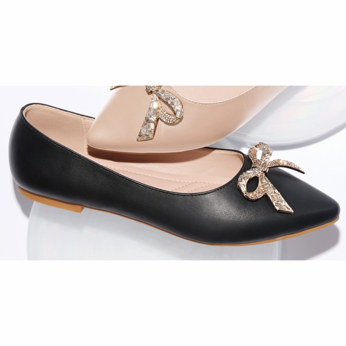 Classique Rhinestone Bow Flat, , large
