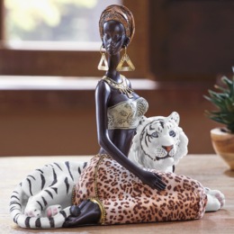 Global Woman with White Tiger, , large